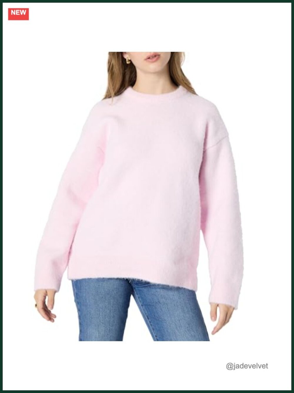 Oversized Faux Mohair Crewneck Sweater Brushed Knit Pullover